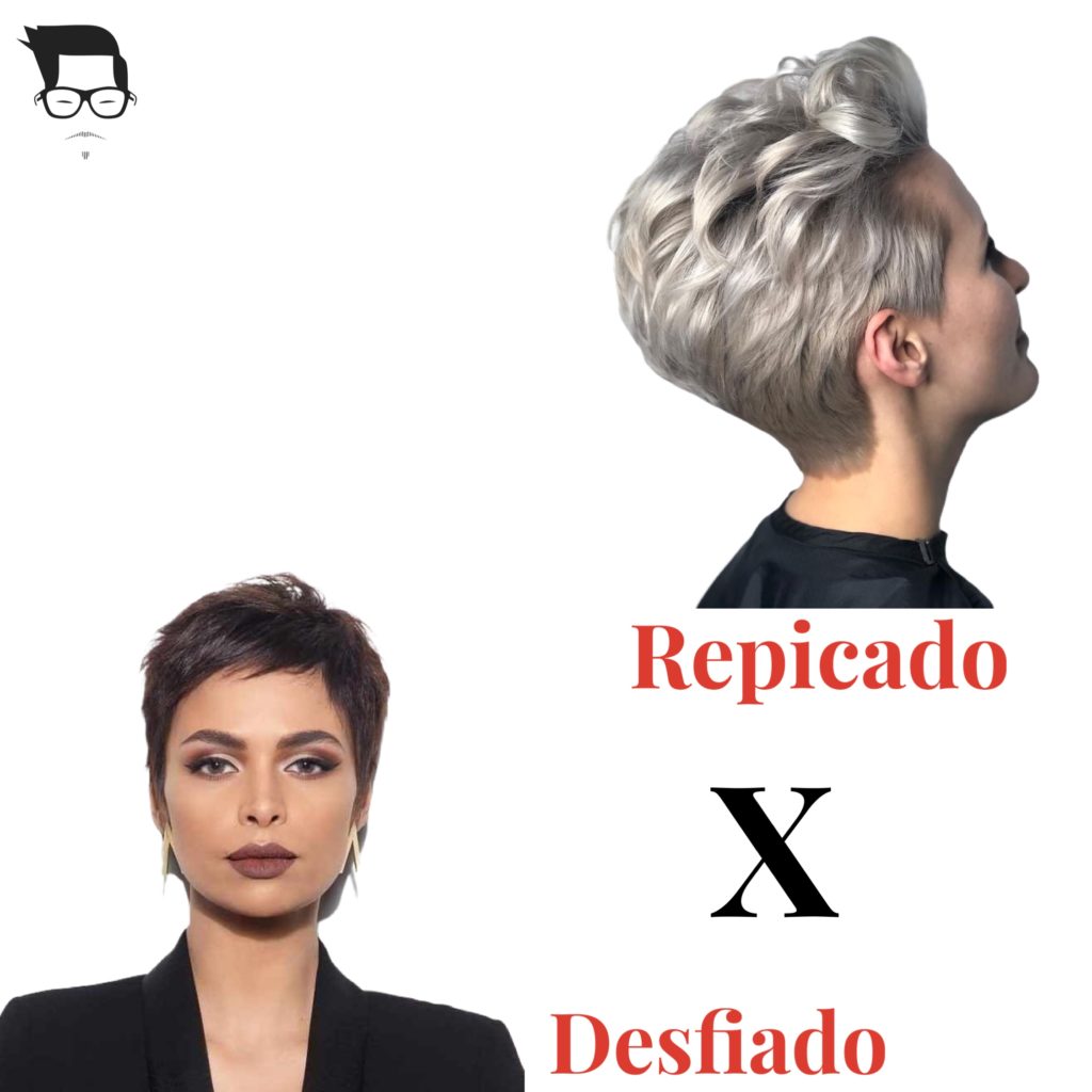corte de cabelo desfiado versus repicado